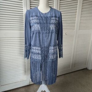 Chico's Blue Lace Fringe Tunic